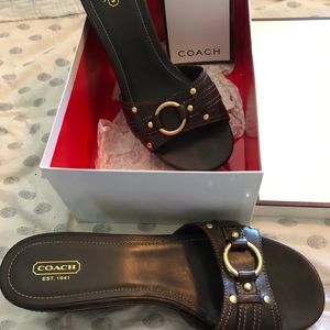 Coach dark brown slides size 11